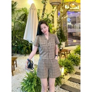 B68- Karo plaid vest and shorts