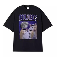 Huh Meme Cat Humor Plus Size Fashionable Niche Short Sleeve T-Shirt For Couples Men Women