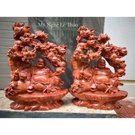 Feng Shui Wooden Peach Root Maitreya Statue – Symbol of Luck & Hung Thinh