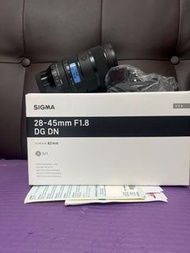 剛剛六月買 全新一樣 全套有盒 香港行貨有保養 2027-6 Sigma 28-45 28-45mm F1.8  Sony FE Mount 最新款大光圈鏡頭