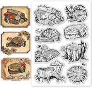 CHGCRAFT Timber Pile Mushroom Clear Stamps Plants Transparent Stamps Silicone Clear Stamp Seals for 
