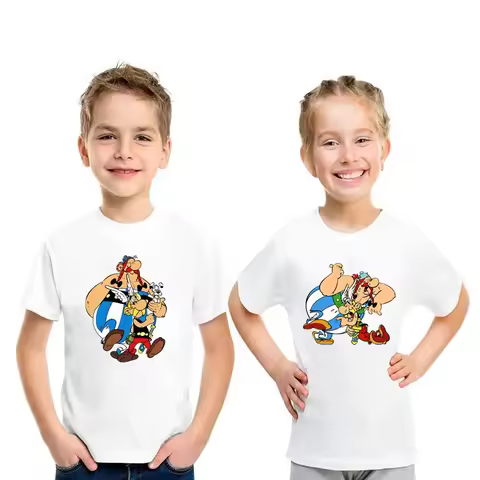 The Adventures of Asterix And Obelix Cartoon Print Funny Boys T shirt Kids T Shirt Summer Casual Bab