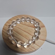 CLEAR QUARTZ CUTTING HQ Genuine Stone Bracelet 12mm circumference length 19cm