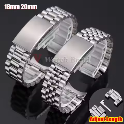 18mm 20mm Stainless Steel Strap Curved End Metal Watch Bands for Seiko Sport Wristbelt Business Brac