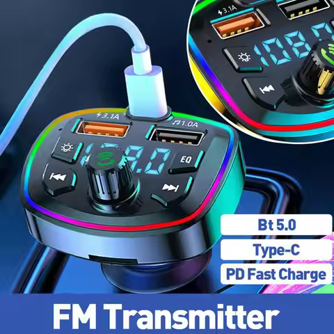 Car Bluetooth 5.0 FM Transmitter PD 18W Type-C Dual Music LED MP3 Backlit Lossless Light 4.2A Player