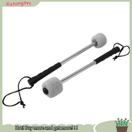 [dizhong2vs]2Pcs Bass Drum Mallet Felt Head Percussion Mallets Timpani Sticks with Stainless Steel Handle,White