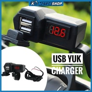Motorcycle USB Charger + Voltmeter For Motorcycle