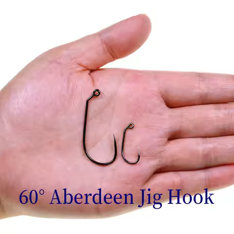 50PCS Barbless High Carbon Steel Jig Hooks Aberdeen 60° Fly Tying Hooks for Streamer Nymph Saltwater