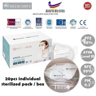 Medicurve KN95 5Ply Surgical Face Mask ASTM Level III Adult (Individual Pack) - 20 pcs/box