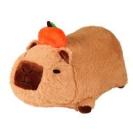 Capybara การจำลองของเล่นตุ๊กตาผ้า Capibara กับผลไม้ตุ๊กตาขนฟูตุ๊กตาสัตว์จี้ฟองสบู่ตลกของขวัญ