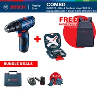 BOSCH [COMBO] GSB 120-LI Gen 2 Cordless Impact Drill Kit + Extra 23pcs Accessories + BOSCH 34pcs X-L