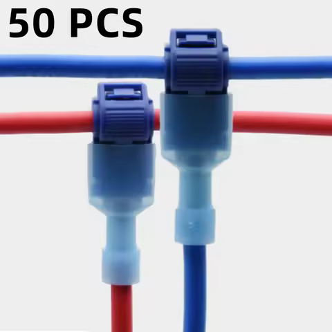 50 PCS,T-Shaped Crimp Terminal Blocks,Electrical Connector Connection Clamps,Quick-Free Stripping Pl