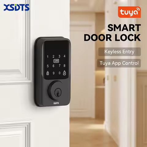XSDTS Security Digital Door Lock Tuya APP Bluetooth Smart Door Lock with Handle & Keypad for Hotel O