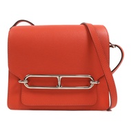 HERMES Evercolor皮革Mini Roulis銀扣肩背袋Rouge Tomate
