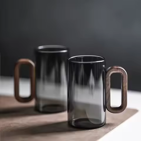 Large capacity Glass cup Glass wood single-layer cup high borosilicate Pyrex tea cup drinking water 