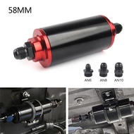 58mm Racing Inline Fuel Filter With Mount with AN10 AN8 AN6 Fittings Adapter