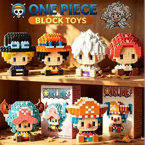 ONE PIECE Micro Building Blocks Sun God Nika Luffy Zoro Chopper Ace 3D Assembly Mini Bricks Toys Cre