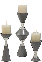 Global Views S/3 Hourglass Pillar C/H-Grey/Nickel Home Decor,