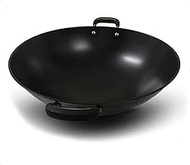 Handmade, Non-stick, Cast Iron Wok with Rubber Handle Anti-scald, 38 cm, 46 cm