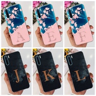 OPPO Reno3 Fashion Flower Fog Initial Letter Case Reno 3 4G CPH2043 Soft Silicone TPU Phone Cases