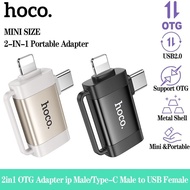 HOCO UA31F 2in1 OTG Adapter Converters light*ing Male/Type-C Male to USB Female USB2.0 Adapter Mini 