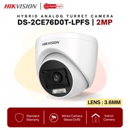 HIKVISION CCTV (World No. 1) Smart Hybrid Light 2MP Indoor Dome Camera DS-2CE76D0T-LPFS (3.6mm)