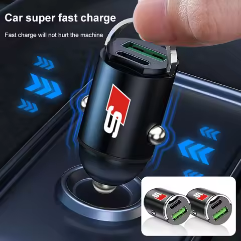 1Pcs Mini Car Charger 12-24V Lighter Fast Charging Car USB Type C Charger For Audi A7 A8 A3 A4 A5 A6