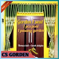 Gorden 1 set lengkap pintu jendela poni,Gorden smokring 12 ring motif bung tulip,gorden ruang tamu m