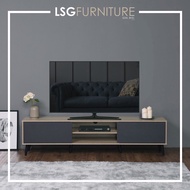 Nordic Furniture Tv Cabinet 1003 / 6ft Tv Console (Natural+Dark Grey)