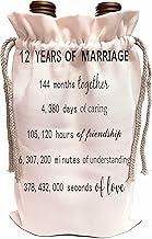 3dRose 12 Years of Marriage 12th Wedding Anniversary in months days hours - Wine Bags (wbg_318799)
