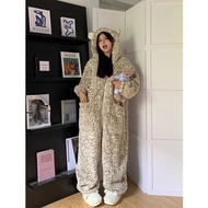 Halloween Leopard Hooded Pajama Suit Adult Animal Onesies For Women Winter Pajamas Stitch Pajamas Fl