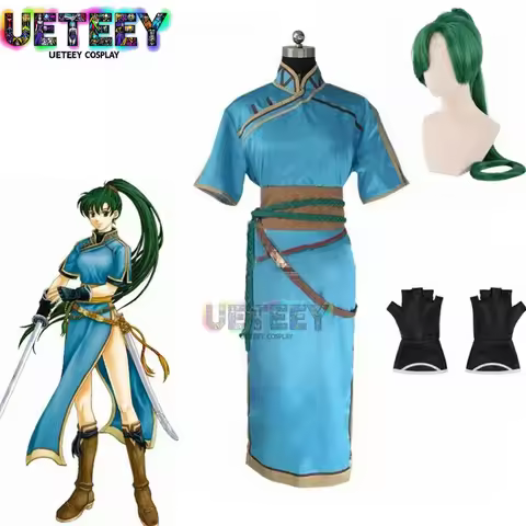 UETEEY Cos Game Fire Emblem: Rekka No Ken Lyndis Lyn Cosplay Costume Full Set Wig Custom Sizes Hallo