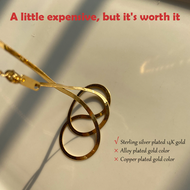 Korean S925 Sterling Silver Plated 14K Gold Snake Bone Necklace for Woman