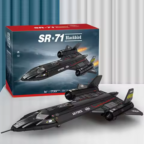 SR-71 Blackbird Fighter Building Blocks Air Force Aircraft Plane Model Bricks Desktop Decoration Kid
