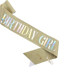 Birthday Girl' Glitter Sash With Foil for Sweet 16, 18th, 21st, 30th, 40th, 50th or Any Other Bday P