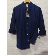 Hugo Pants - Kemeja Panjang Pria Cowok Gatlemen Cowok Biru Navy Dongker Polos Formal Kantor