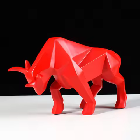 Abstract Bull Statue Geometric Ox Sculpture Home Decor Animal Ornament Office Morden Living Room Int