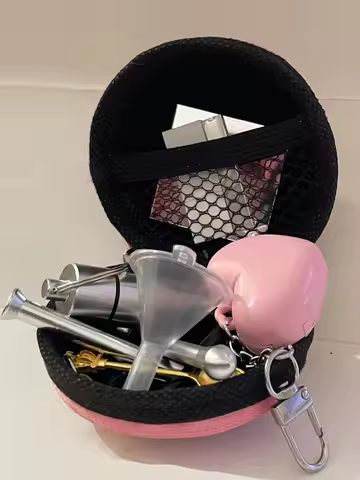 Portable Pink Heart Smoking Set Storage Travel Bag 9pcs Round Case for Smoking 9pcs