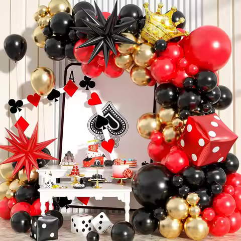 Casino Party Theme Dice Balloon Set, Crown Starburst Balloon, Suitable for Casino Decoration and Bir