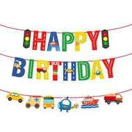汽車交通工具 Happy Birthday 生日快樂 橫額 拉旗