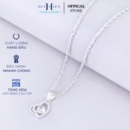 Dây Chuyền Bạc Nữ Duy Hiển S990 Nguyên Chất Hình Trái Tim Đá Lệch Trẻ Trung Tươi Mới