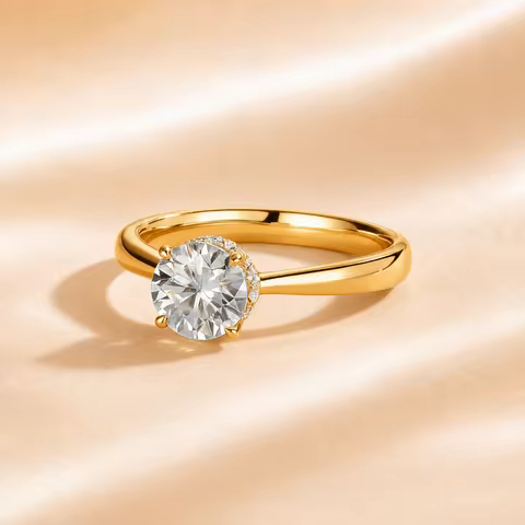 Custom Lab Grown Diamond 9K 14K Gold 0.5ct to 3ct VVS Clarity D Color Engagement Wedding Promise Ann