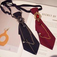 SMILE Bow Tie, Rhinestone Metal Chain Chain Necktie,  Vintage Adjustable Womens Tie School