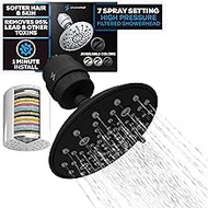 SparkPod High Pressure Shower Filter Head - Ultimate Water Softener Suitable for People with Dry Hair, Skin &amp; Scalp, 8" Shower Head, Enhanced Formula Filter Removes Chlorine (Black Matte)