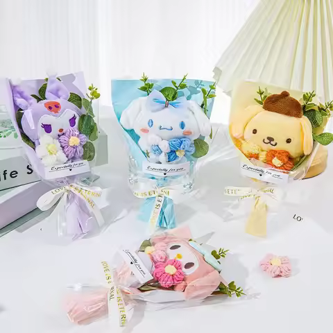 Creative Kuromi Plush Bouquet Cinnamoroll My Melody Pompompurin Kawaii Dolls Flower Bouquet Graduati