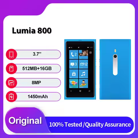 Original Unlocked Lumia 800 Single Sim GSM 900/1800 Bluetooth Mobile Phone 3.7 inches 16GB 512MB RAM