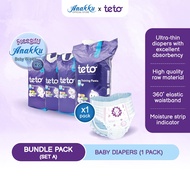 [Bundle Deal] TETO Premium Baby Diaper Pants Size M - XXL FREE Anakku Hypoallergenic Baby Wipes Wet 