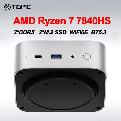 TOPC S78 AMD Ryzen 7 7840HS Mini PC 2*DDR5 2*M.2 SSD Wifi6 BT5.2 Windows 11 Pro Desktop MINI PC Game