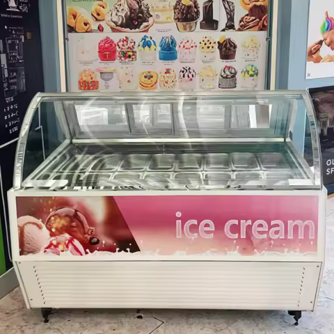 18 Tray Ice Cream Display Showcase Chiller Gelato Countertop Freezer Stainless Steel Refrigerator fo