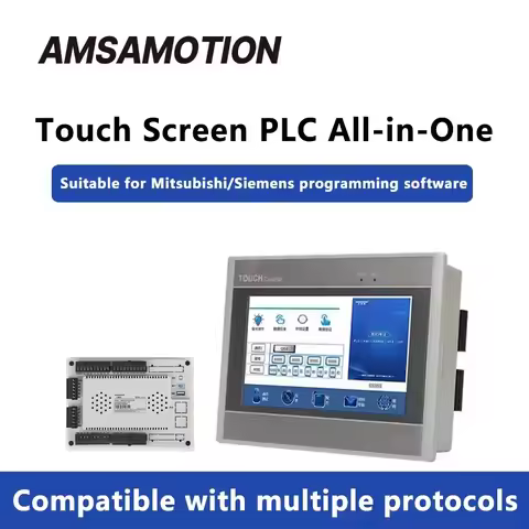 7 Inch Touch Screen PLC Controller Integrated HMI 16DI16DO 5AI2AO RS485 for Mitsubishi Siemens Smart
